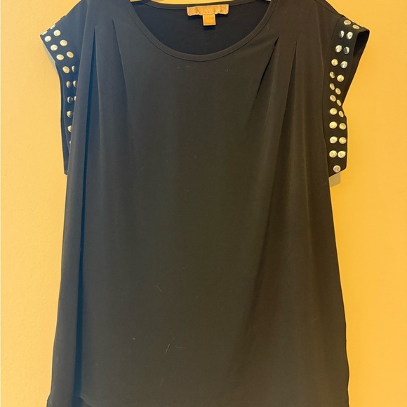 MICHAEL Michael Kors Black Blouse with Silver Studded Accents - Size Large - Picture 1 of 4